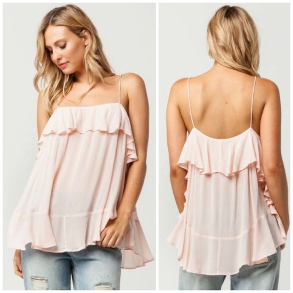 Free People Tops - Free People Cascades Ruffle Camisole Top Pink NWT